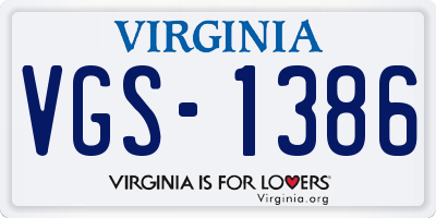 VA license plate VGS1386
