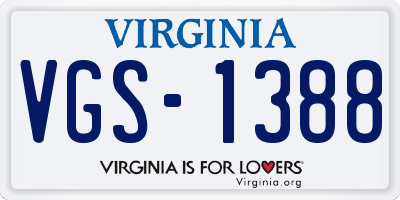 VA license plate VGS1388