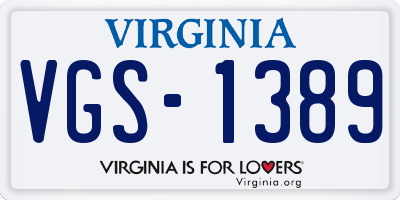 VA license plate VGS1389