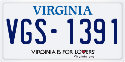VA license plate VGS1391
