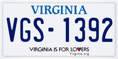 VA license plate VGS1392