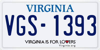VA license plate VGS1393