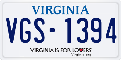 VA license plate VGS1394