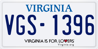 VA license plate VGS1396