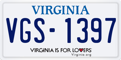 VA license plate VGS1397