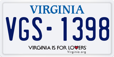 VA license plate VGS1398