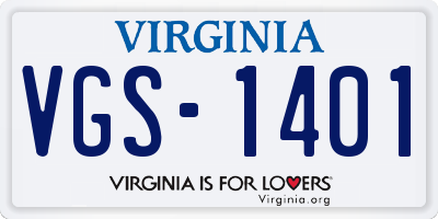 VA license plate VGS1401