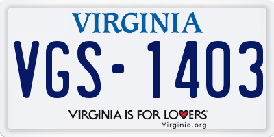 VA license plate VGS1403