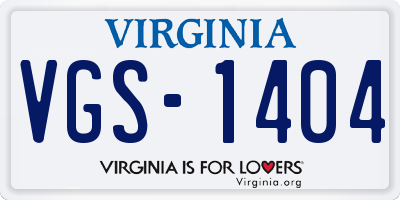 VA license plate VGS1404