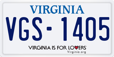 VA license plate VGS1405
