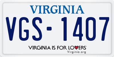 VA license plate VGS1407