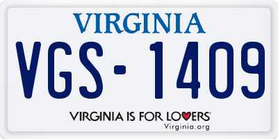 VA license plate VGS1409