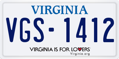 VA license plate VGS1412