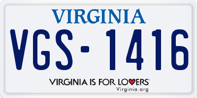 VA license plate VGS1416