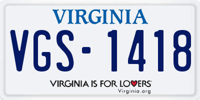 VA license plate VGS1418