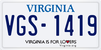 VA license plate VGS1419