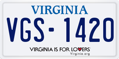 VA license plate VGS1420