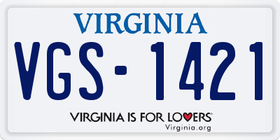 VA license plate VGS1421