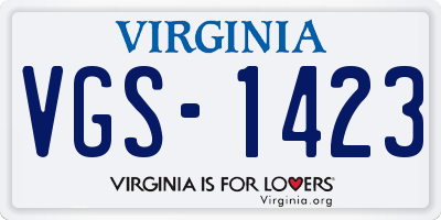 VA license plate VGS1423