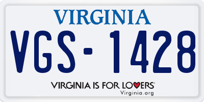 VA license plate VGS1428