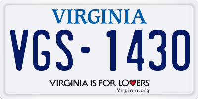 VA license plate VGS1430