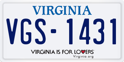 VA license plate VGS1431