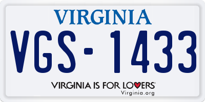 VA license plate VGS1433