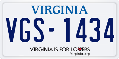 VA license plate VGS1434