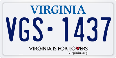 VA license plate VGS1437