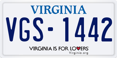 VA license plate VGS1442