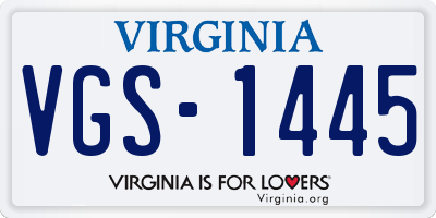 VA license plate VGS1445