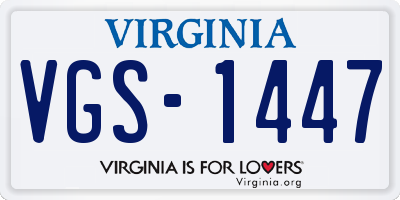 VA license plate VGS1447