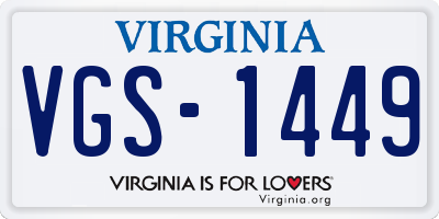 VA license plate VGS1449