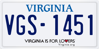 VA license plate VGS1451