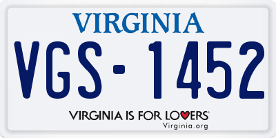 VA license plate VGS1452