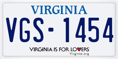 VA license plate VGS1454