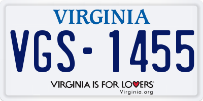 VA license plate VGS1455