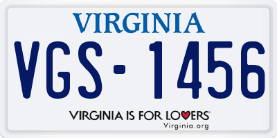 VA license plate VGS1456