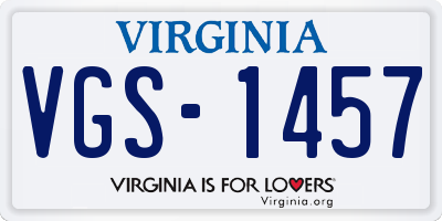 VA license plate VGS1457