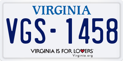 VA license plate VGS1458