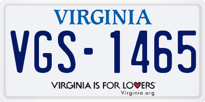 VA license plate VGS1465