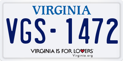 VA license plate VGS1472