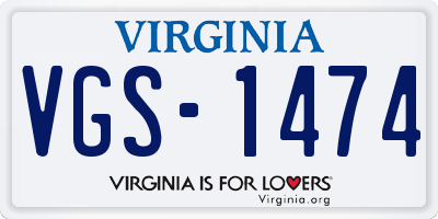 VA license plate VGS1474