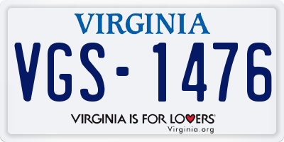 VA license plate VGS1476