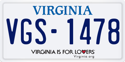 VA license plate VGS1478