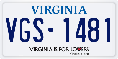 VA license plate VGS1481