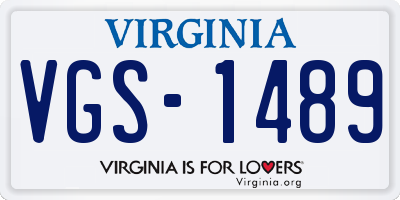 VA license plate VGS1489