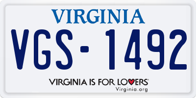 VA license plate VGS1492