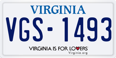 VA license plate VGS1493
