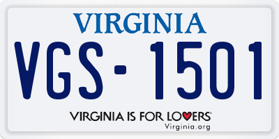 VA license plate VGS1501